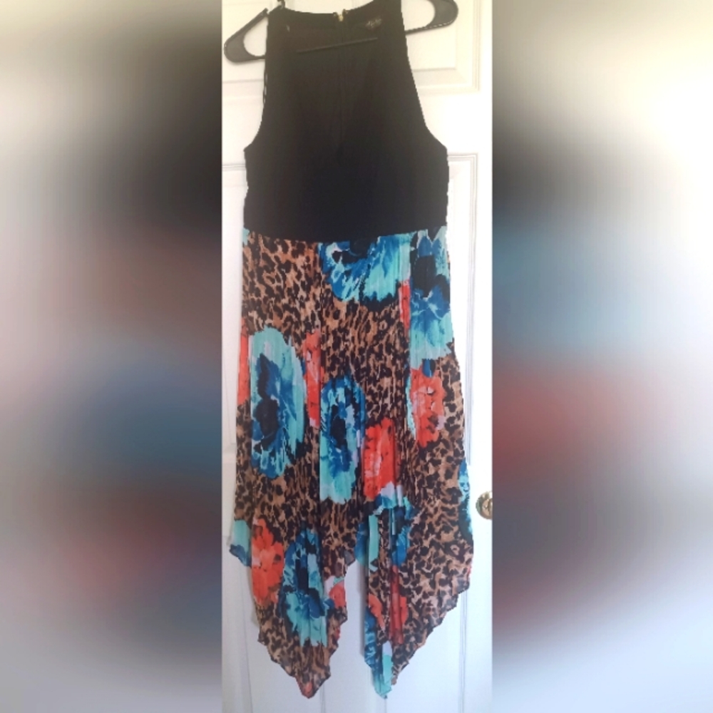Floral and Animal Print Midi Dress